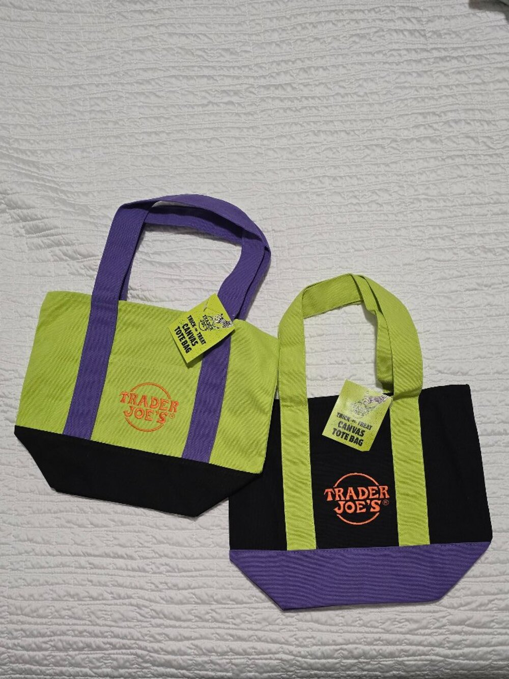 New Trader Joe’s Seasonal Trick or Treat Halloween Canvas Mini Tote Bag - NWT